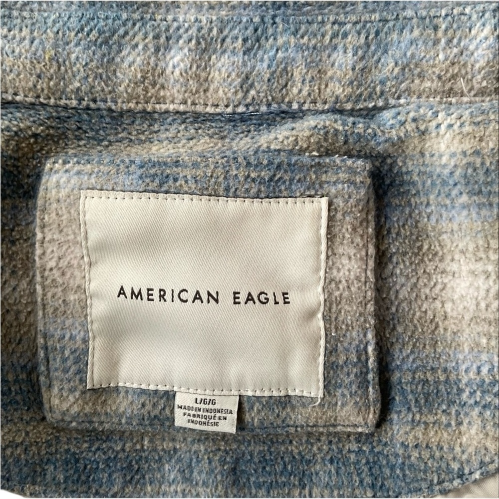 American Eagle Long Oversized Blue & Cream Shacket - Lined - Large - Picture 6 of 6